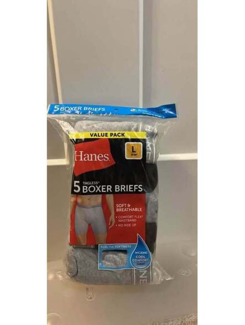 Hanes pack of 5 tagless boxer briefs men’s size large